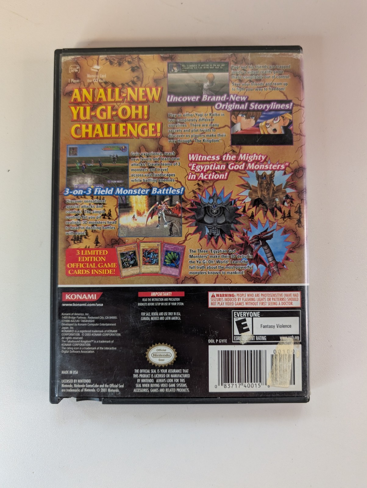 Yu-Gi-Oh Falsebound Kingdom (Nintendo GameCube, 2003) CIB W/Manual & Disc
