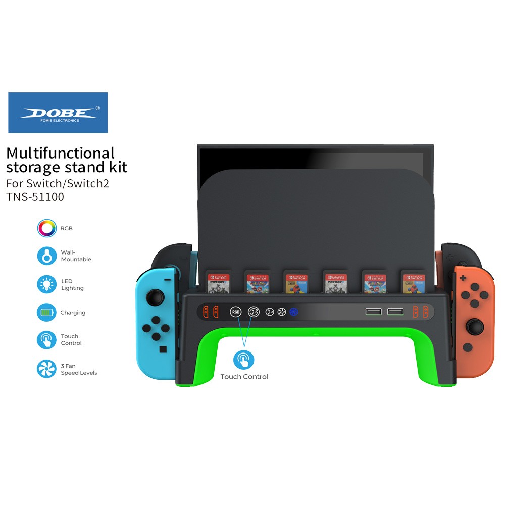 For Switch 2 Switch Desktop Handle Dock Charger Wall Mount Cooling Fan Stand Kit
