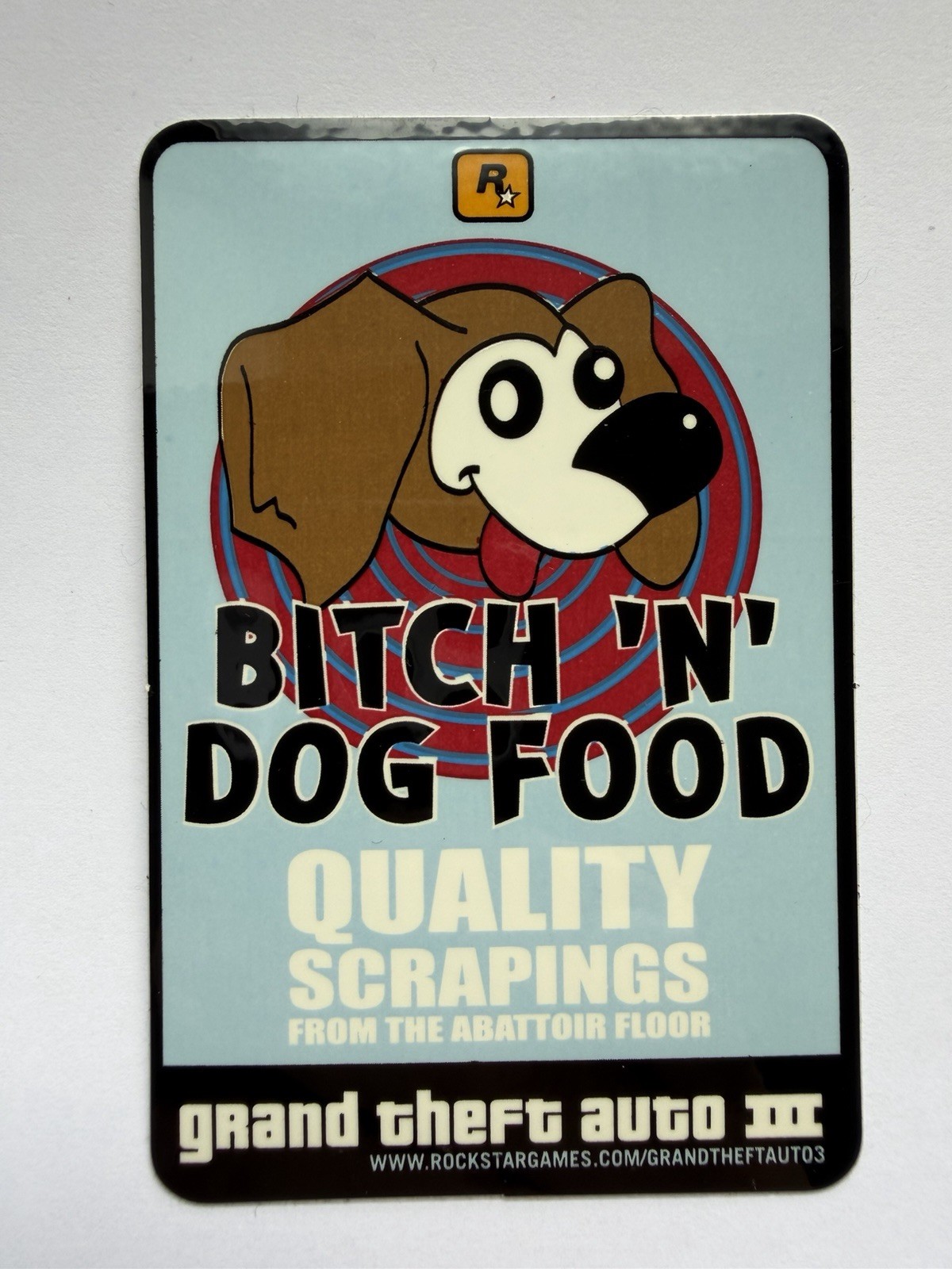 Original Grand Theft Auto 3 Bitch N Dog Food Sticker Promo Decal Rockstar Games
