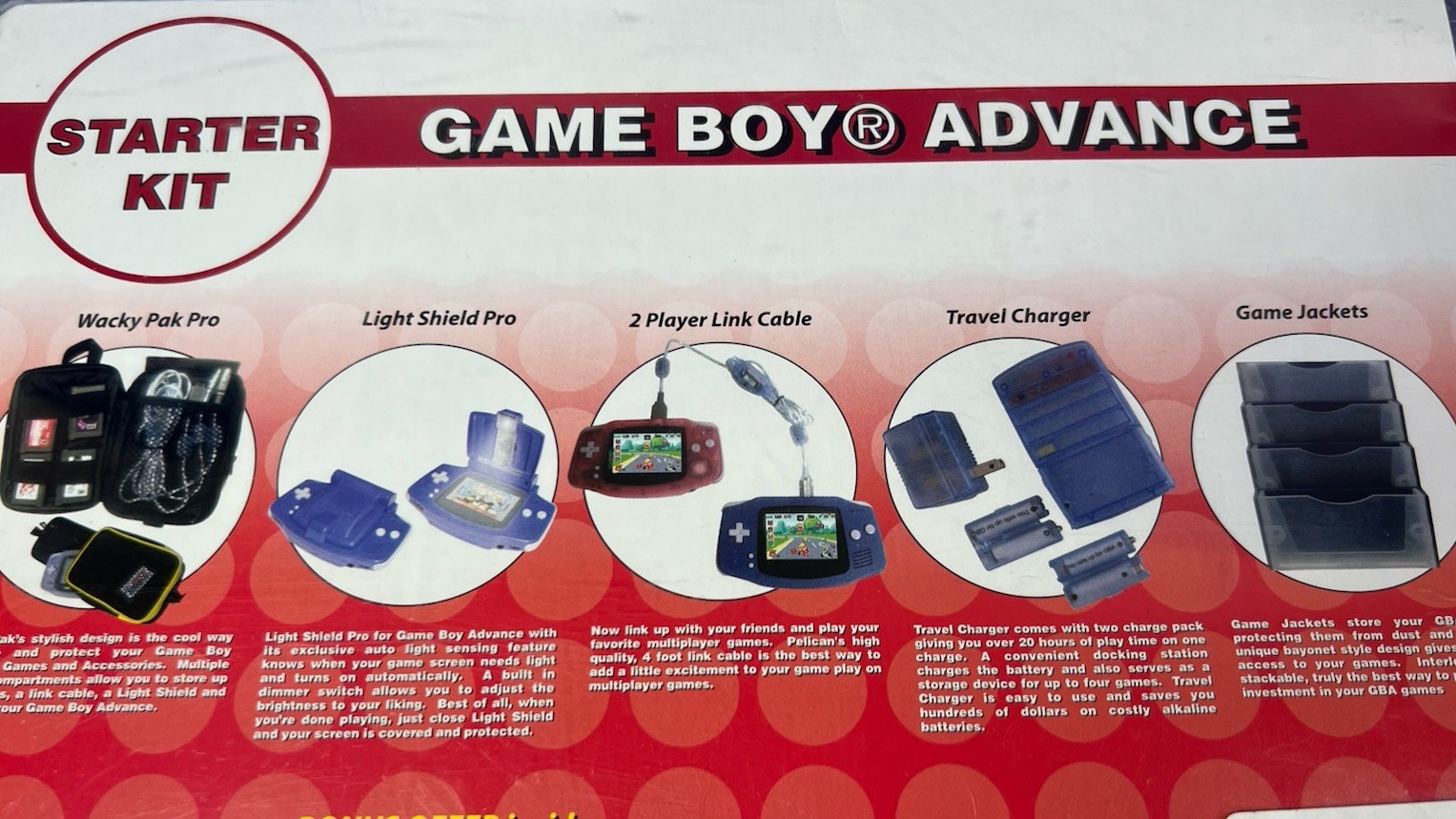 Pelican Gameboy Advance Starter Kit Wacky Pack Pro Light Shield Charger Jackets