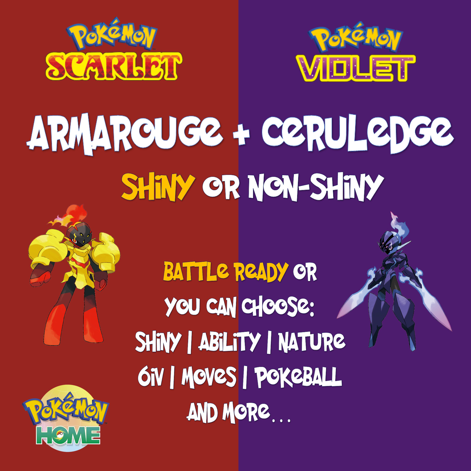 ✨ Armarouge + Ceruledge ✨ Shiny ✨ 6IV 💥 Battle Ready 💥 Scarlet Violet