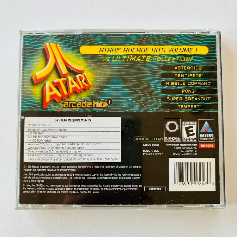 Atari Arcade Hits 1 (PC, 1999) Complete Tested SHIPS FAST!
