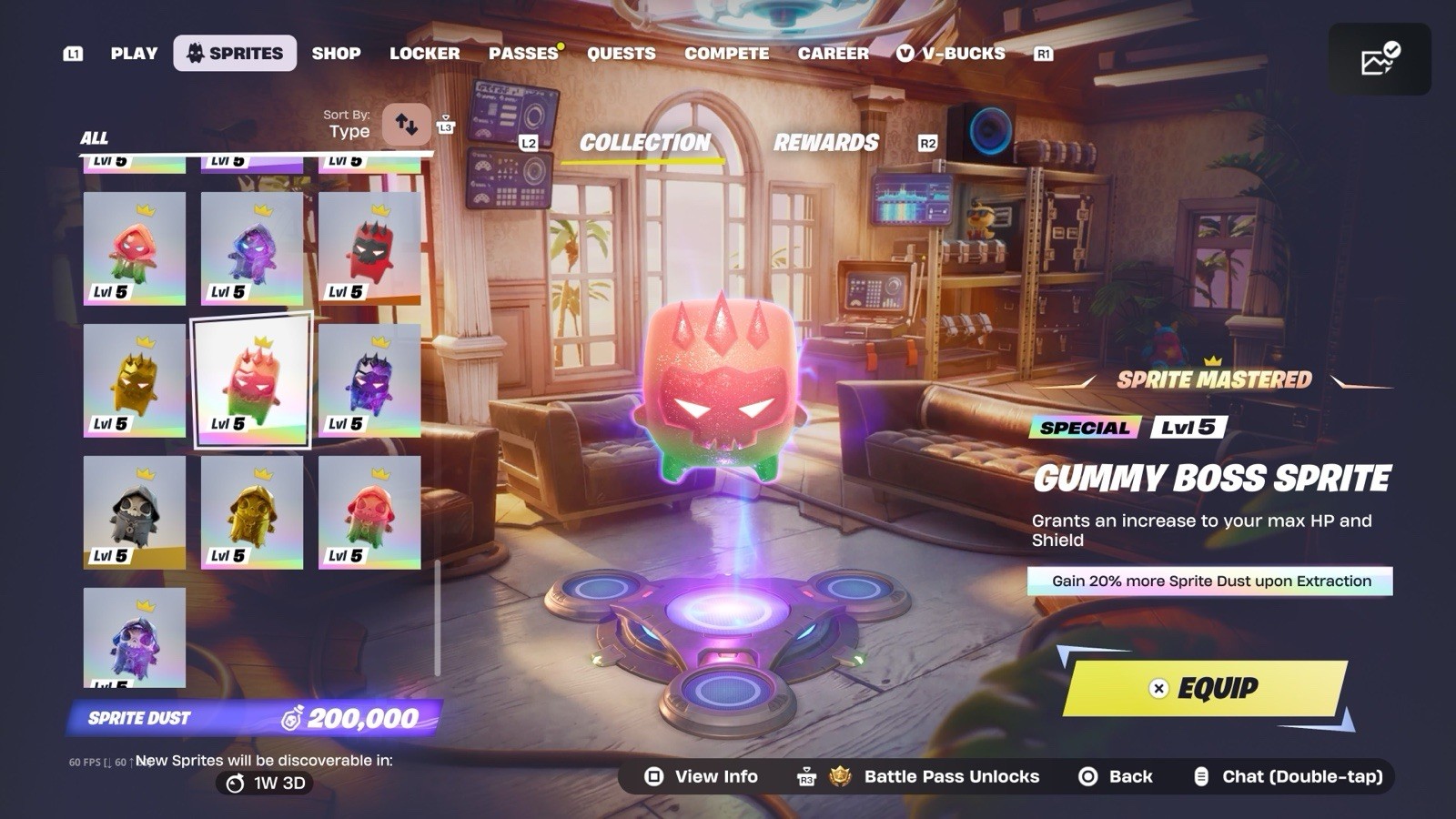 Fortnite Sprites All LVL 5 Normal, Gold, Gummy, Galaxy Sprites ALL MASTERED