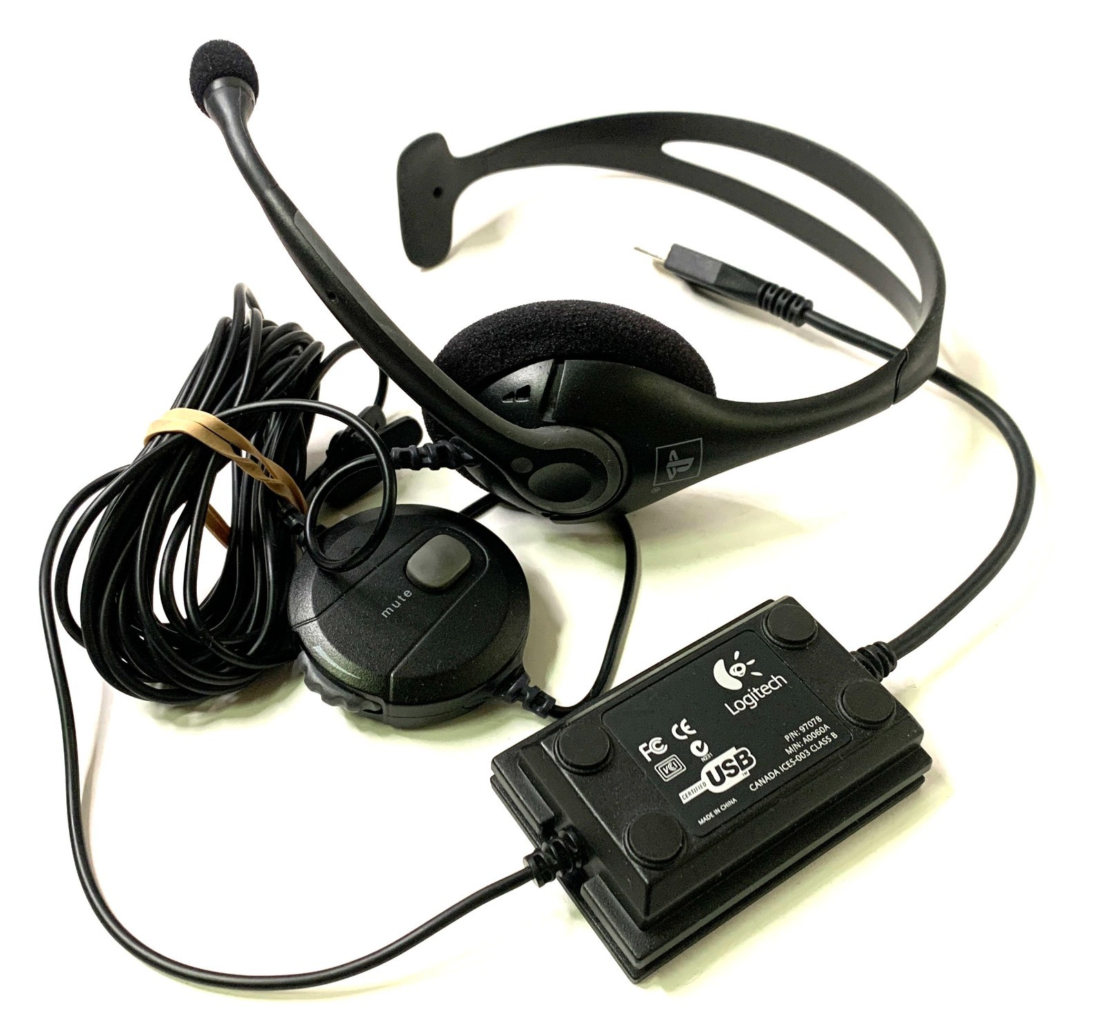 Logitech USB Headset PlayStation 2 PS2 M/N: A0060A P/N: 97078