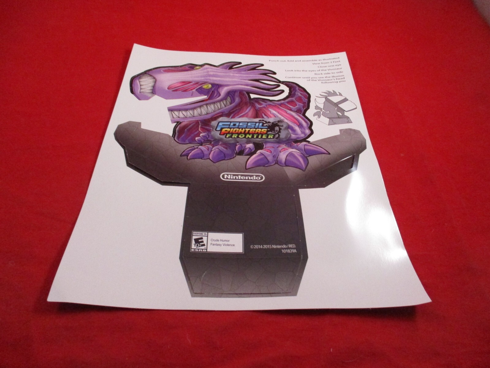 Fossil Fighters Frontier Nintendo 3DS Promotional Paper Figure Assembly Sheet
