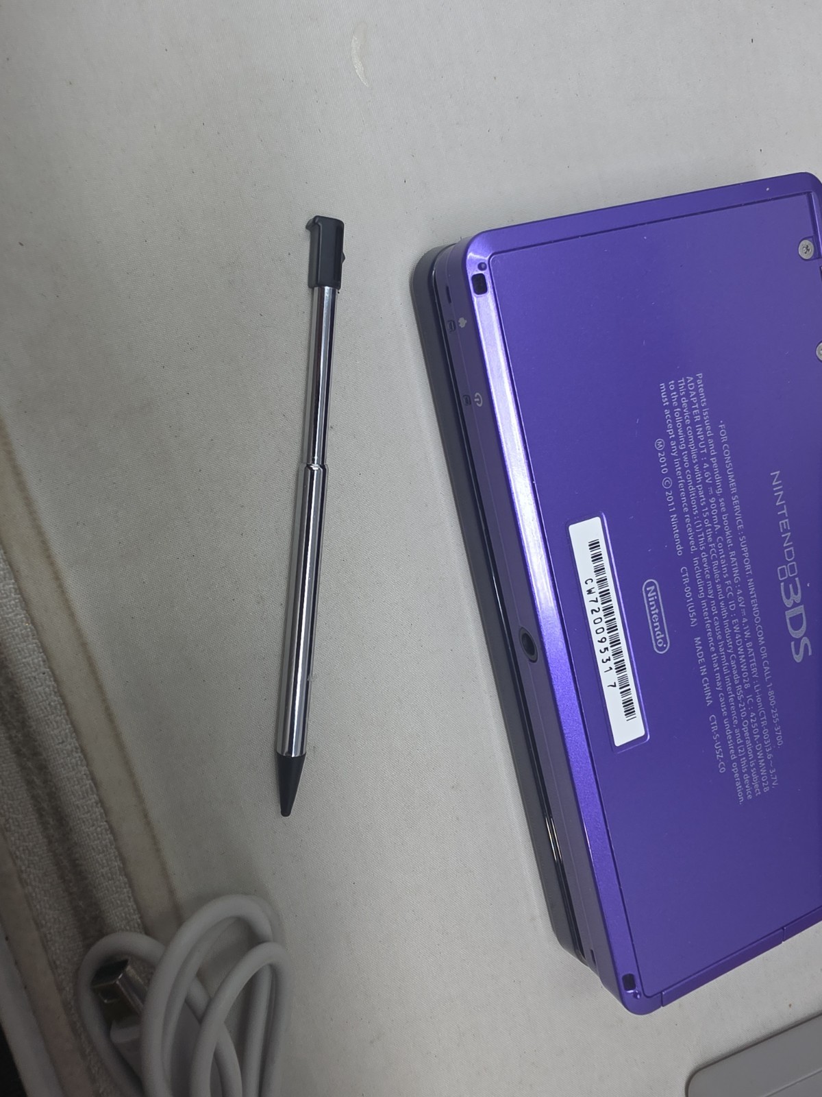 Nintendo 3DS Midnight Purple CTR-001 Console — Fully Tested w/Charger/Stylus