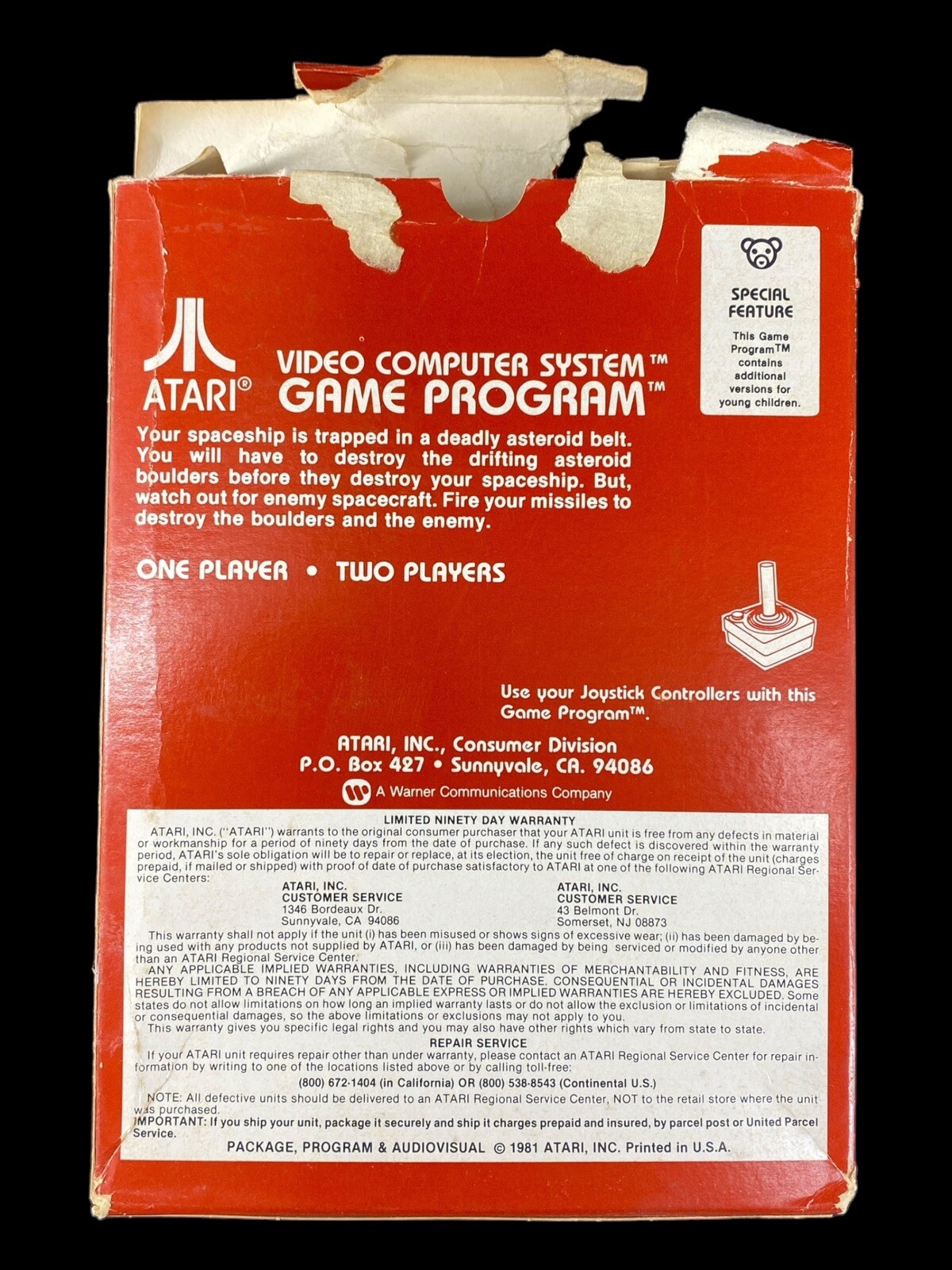 Vintage 1981 Atari Video Game Asteroids CX-2649