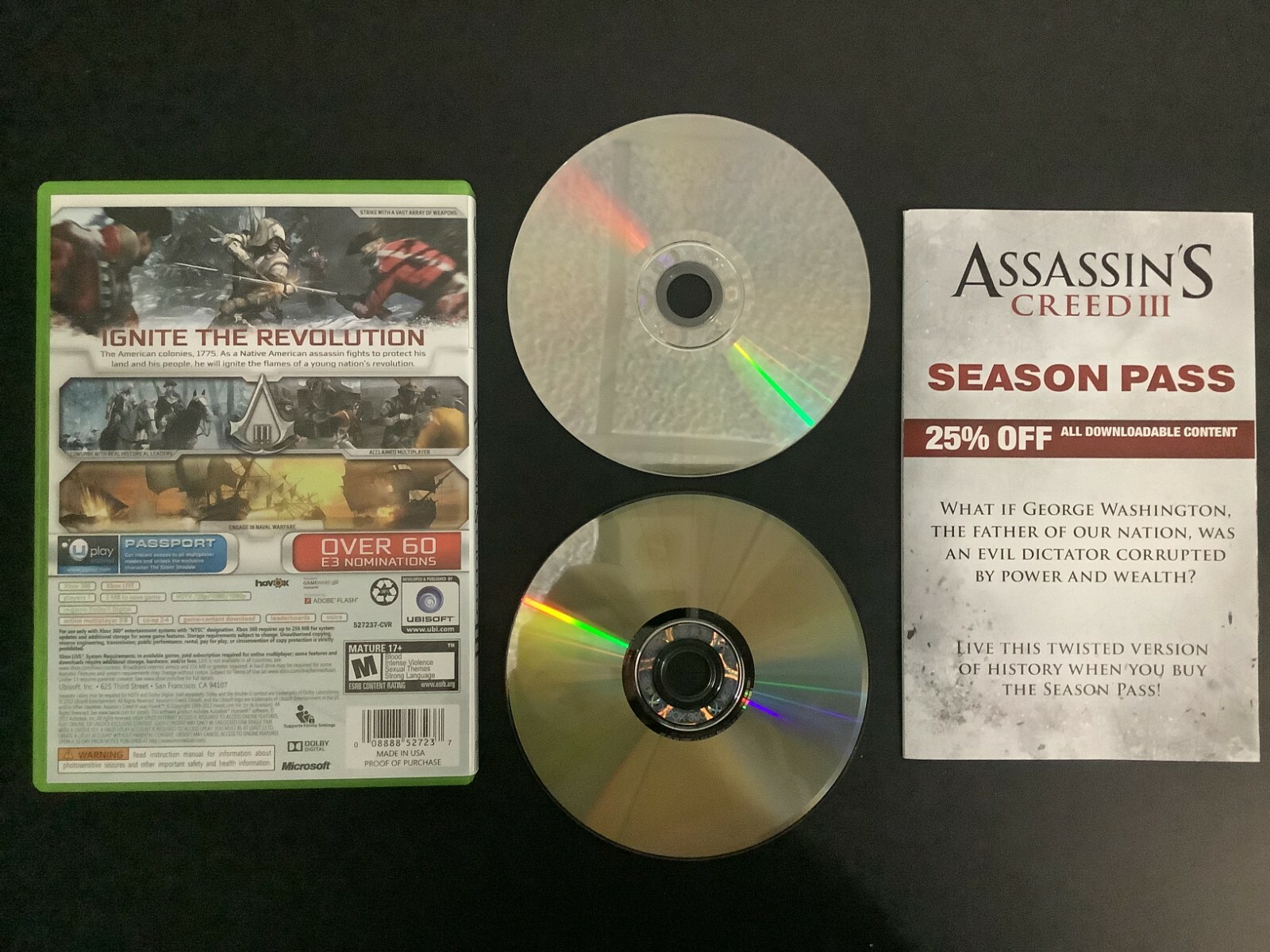 Assassin’s Creed III 3 Xbox 360 Complete w/ Manual – Good Shape