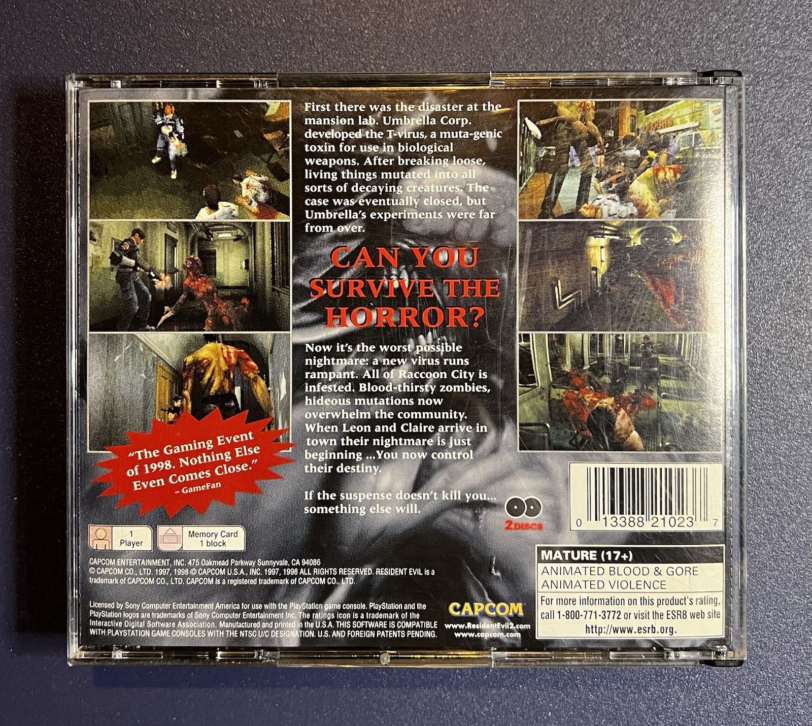 Resident Evil 2 PS1 Black Label Original 1998 Both Discs Case NO MANUAL