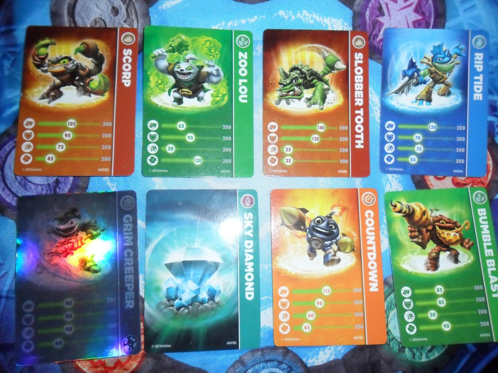 Skylanders Swap Force 8 Figure Lot W/ Cards, Countdown, Scorp, Bumble …