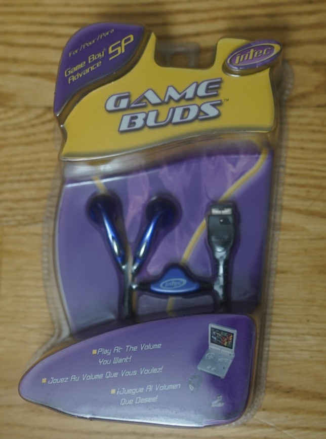 VINTAGE 2004 INTEC GAME BOY ADVANCE SP GAME BUDS EAR BUD HEADPHONES BLUE SEALED