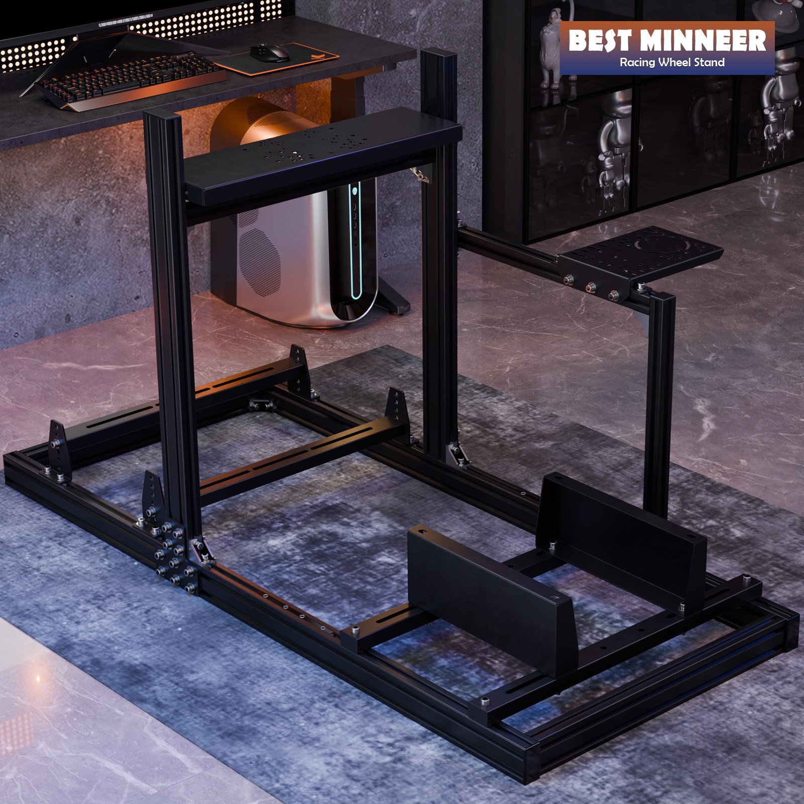 Minneer 3060 Aluminum Racing Simulator Cockpit Fits Logitech G923 Thrustmaster
