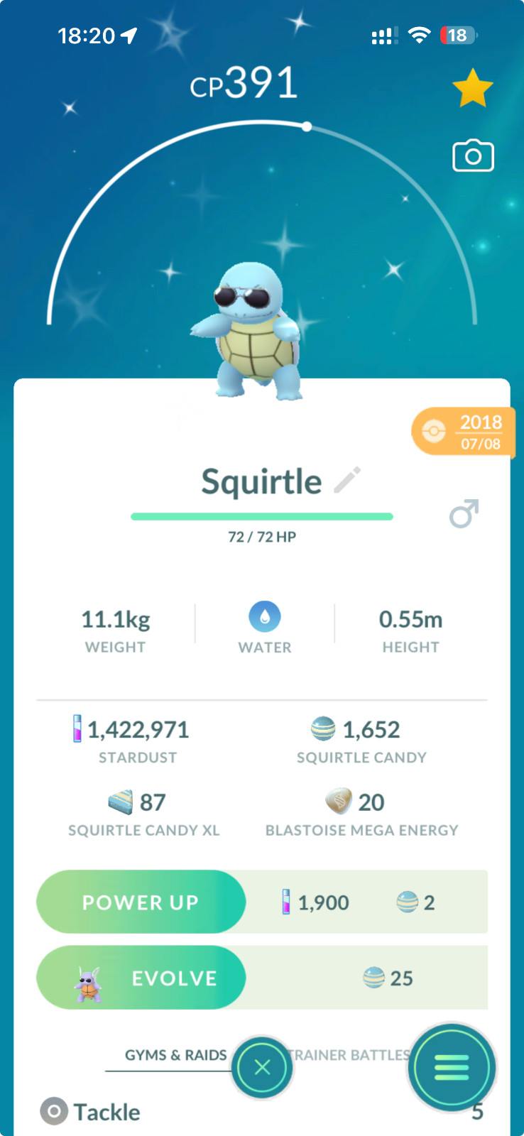 Shiny Squirtle with Sunglass fashionable Guaranteed lucky – TRADE 20kstardust