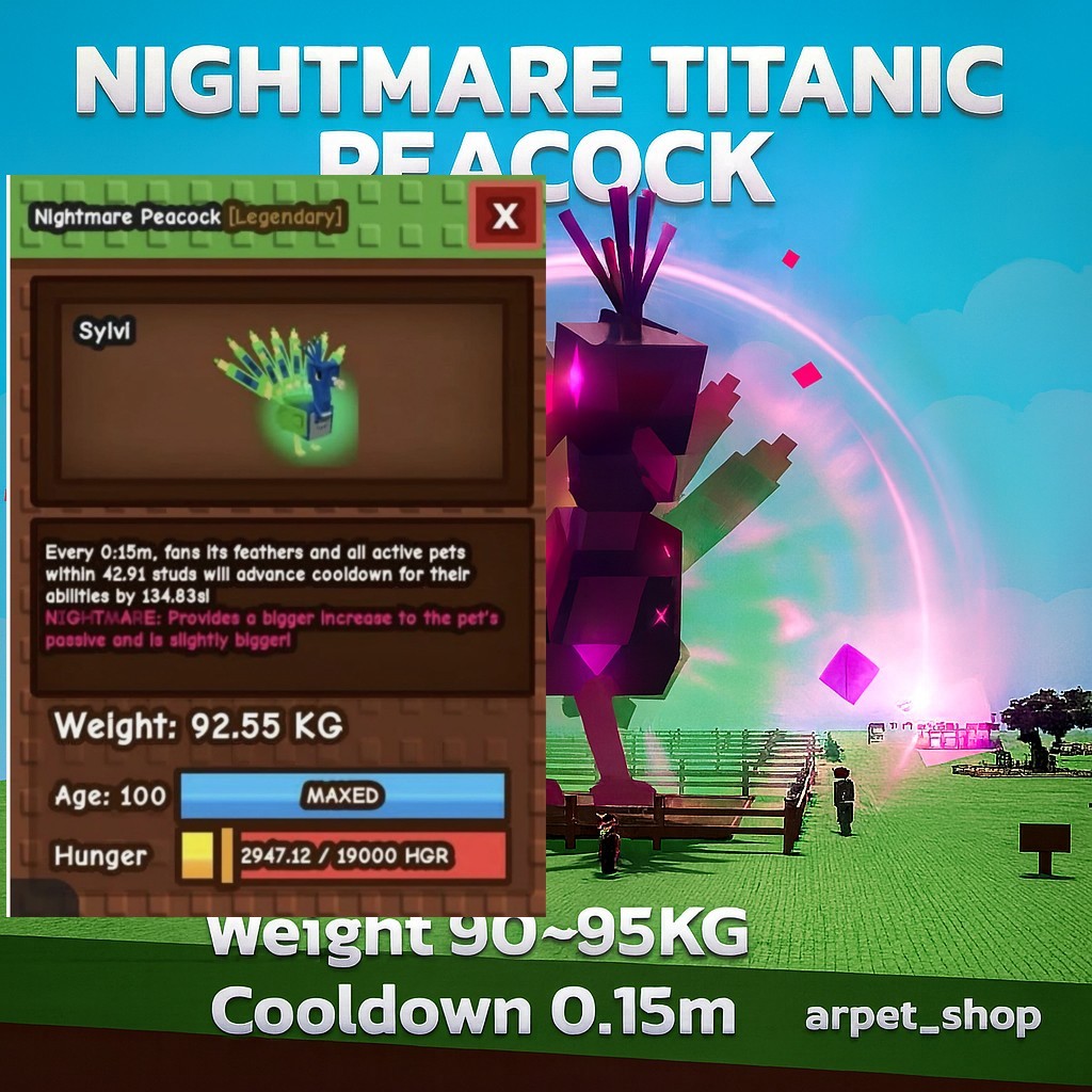 [🐶] Roblox GROW A GARDEN | NIGHTMARE TITANIC PEACOCK 90KG+ 0.15m