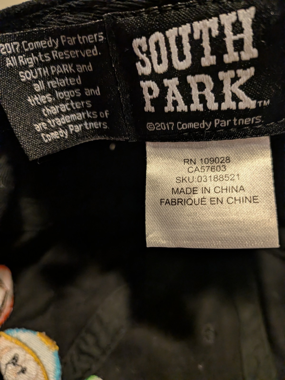 Rare 2017 Authentic South Park promo black baseball cap