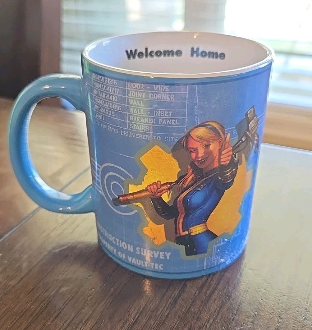 Fallout Vault Girl Coffee Mug 2017 Funko Bethesda Welcome Home Blueprint