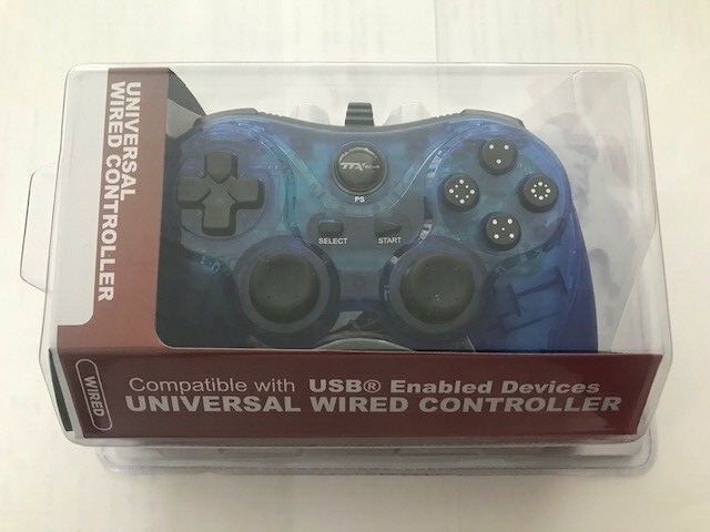 TTX Tech PC and PlayStation 3 PS3 USB Wired Controller Brand New Clear Blue