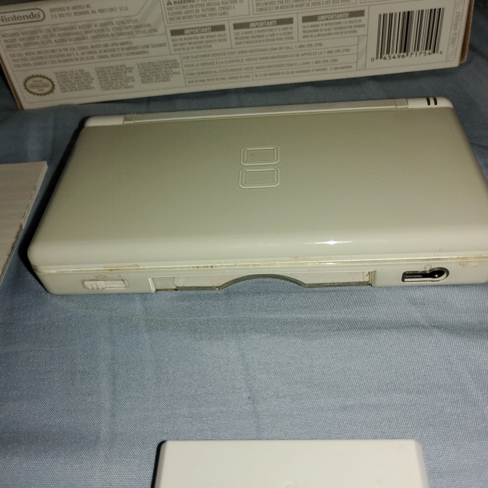 Nintendo DS Lite Console White Working With Box And Instruction Manual NDS