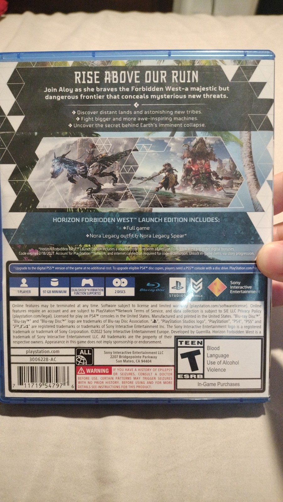 Sony Horizon Forbidden West Launch Edition PS4 Game PS5 Upgrade Available