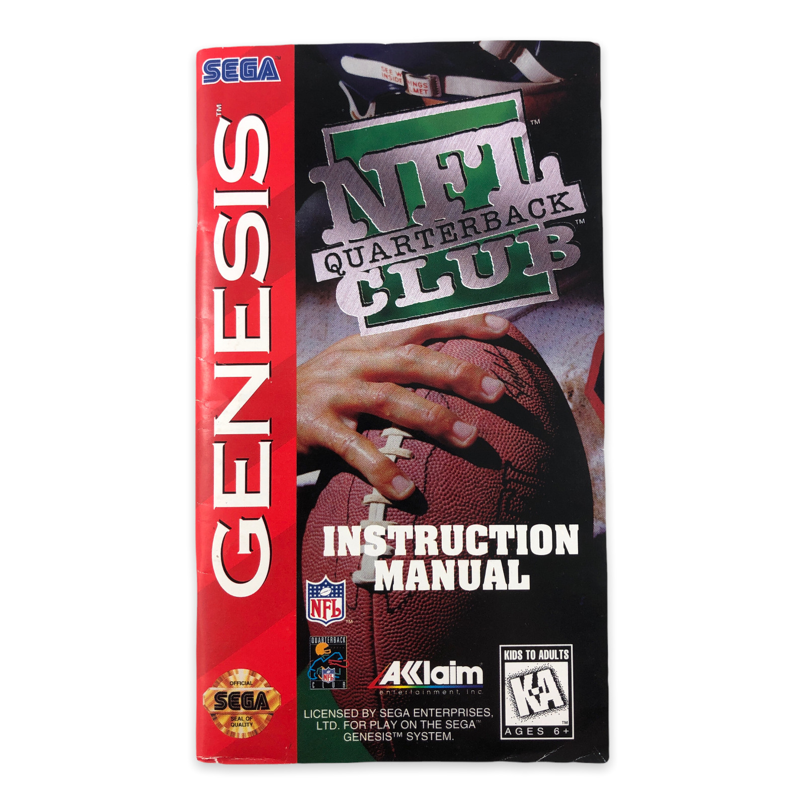 NFL Quarterback Club Sega Genesis MANUAL ONLY! Replacement Instruction Booklet