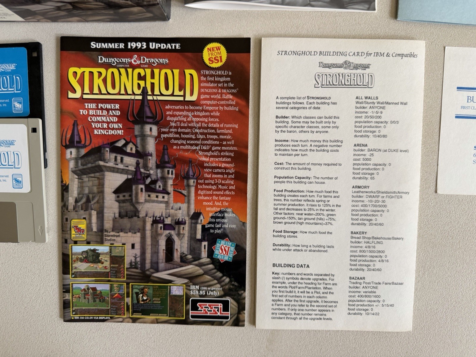 SSI Dungeons Dragons Stronghold MS-DOS 3.5″ Floppy PC 1993 Big Box