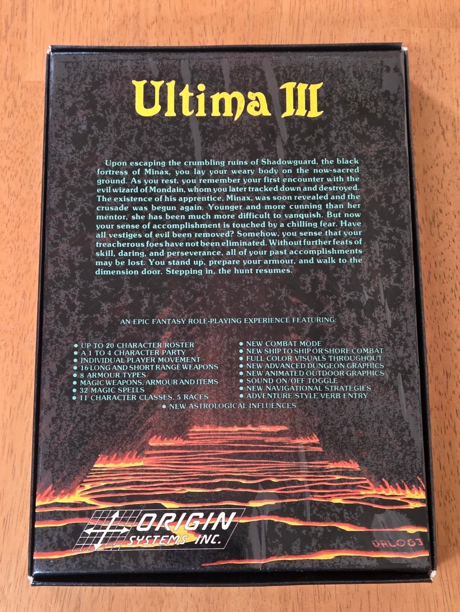 Ultima III Exodus Apple Big Box Game 5.25″ Complete CIB Cloth Map 1983 Glossy
