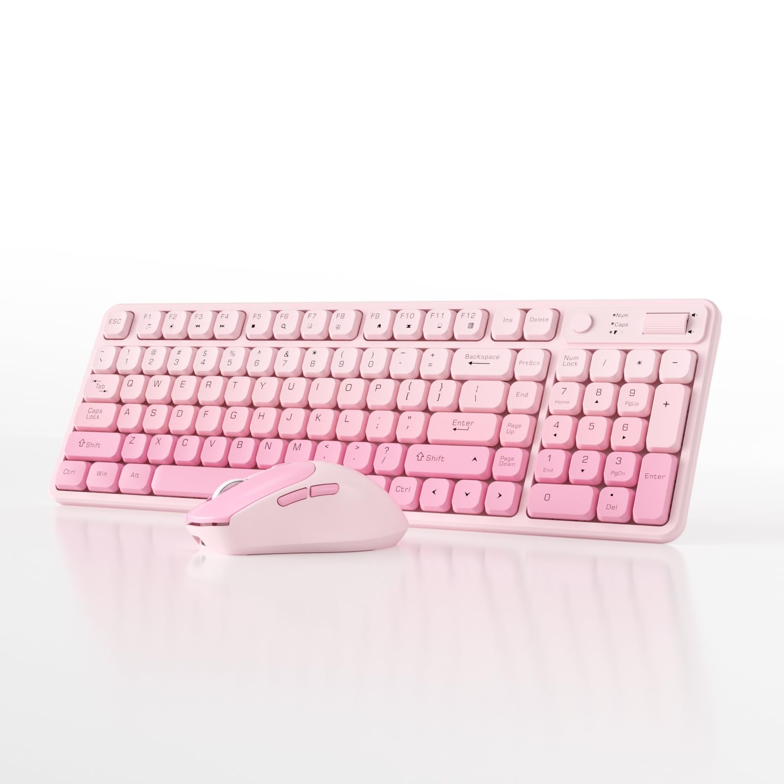 Wireless Keyboard and Mouse Combo, Full-Size USB with Gradient pink