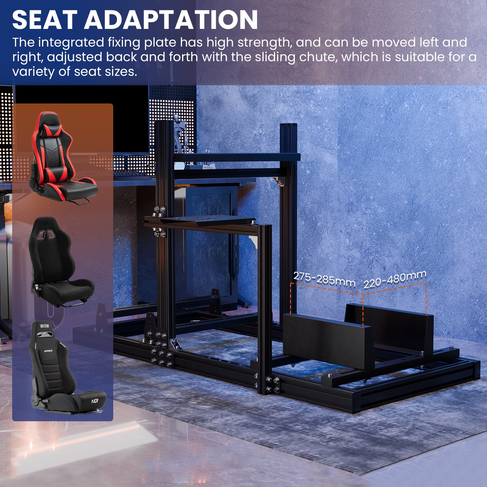 Minneer 3060 Aluminum Racing Simulator Cockpit Fits Logitech G923 Thrustmaster