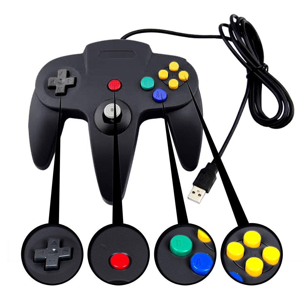 USB Wired Classic NES Controller + N64 Controllers Gamepads for PC Mac Windows