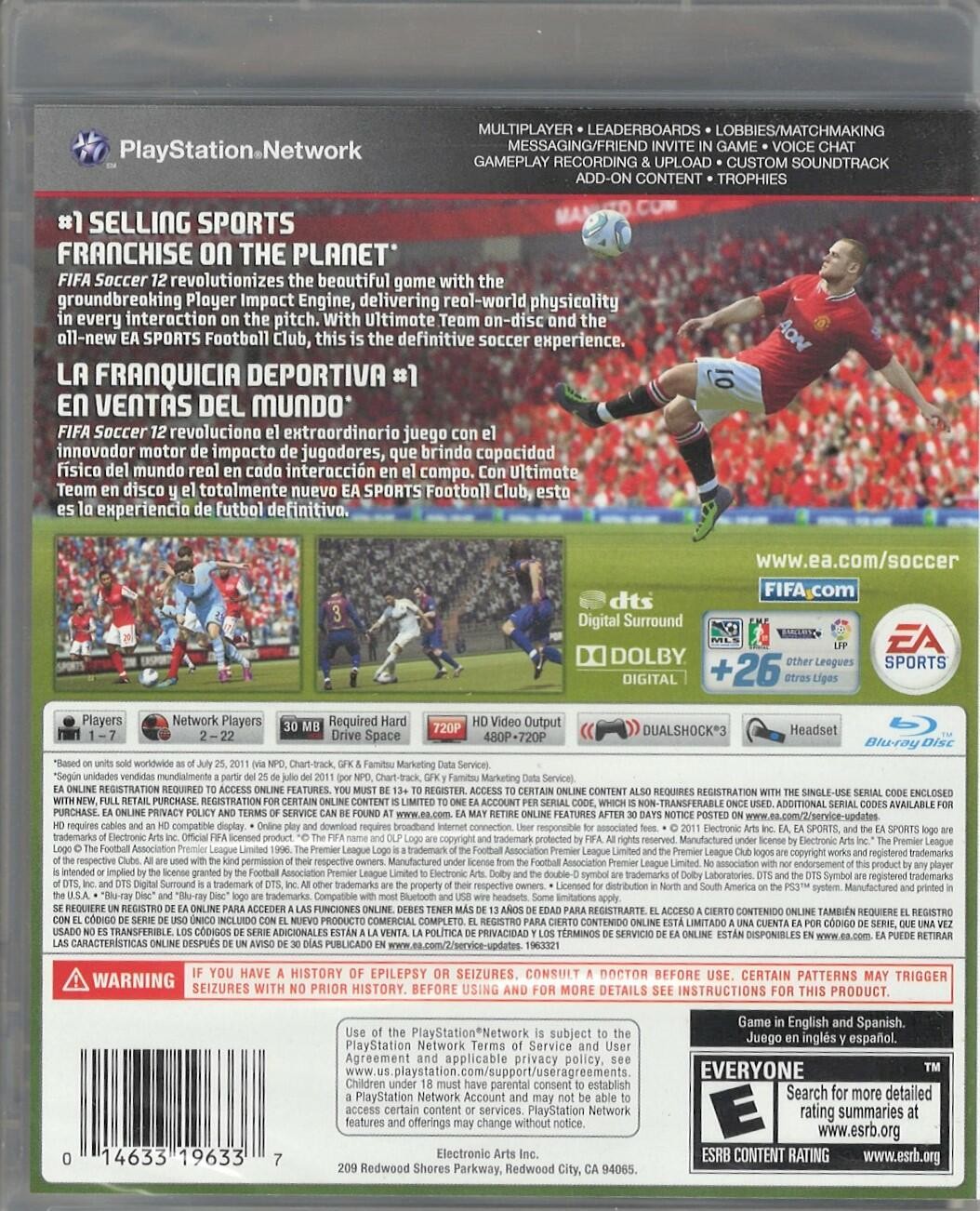 FIFA Soccer 2012 PS3 (Brand New Factory Sealed US Version) Playstation 3