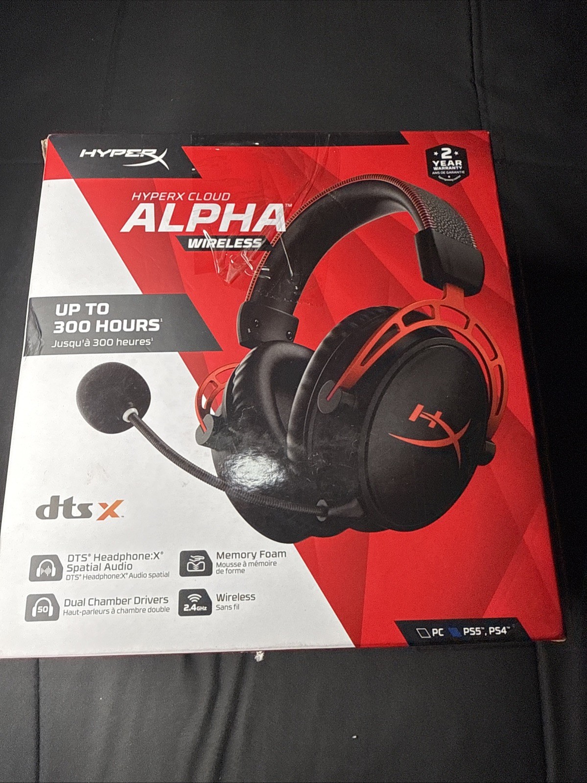 HyperX – Cloud Alpha Wireless Gaming Headset for PC, PS5, and PS4 – Black/Red