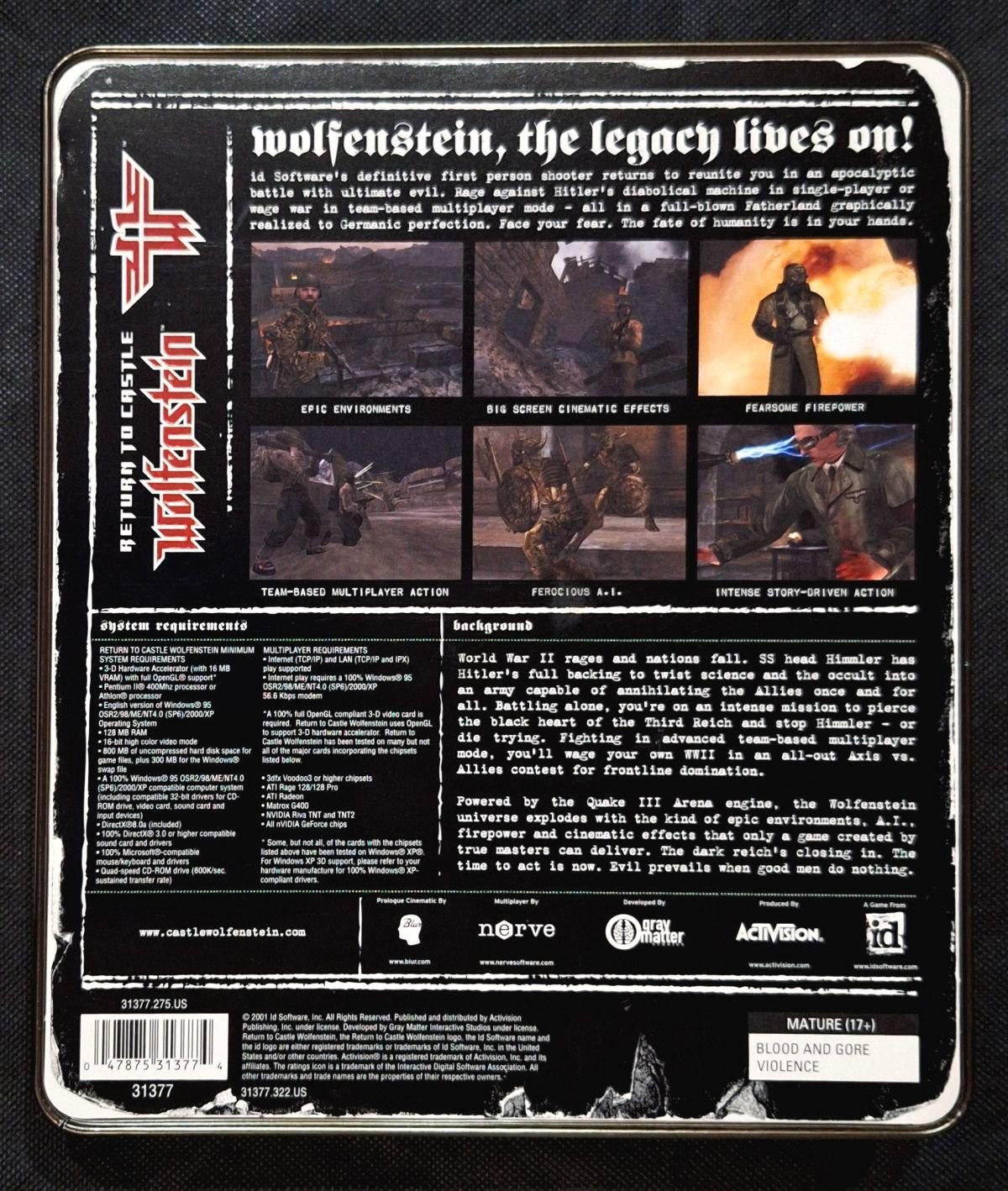 Return to Castle Wolfenstein PC Limited Edition Tin 2001