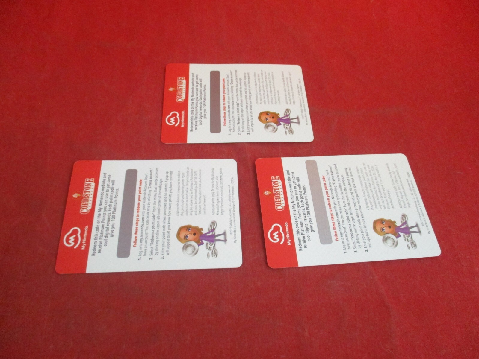 3 New My Nintendo Cold Stone Creamery Point Card Mario Maker Kart Yoshi EXPIRED
