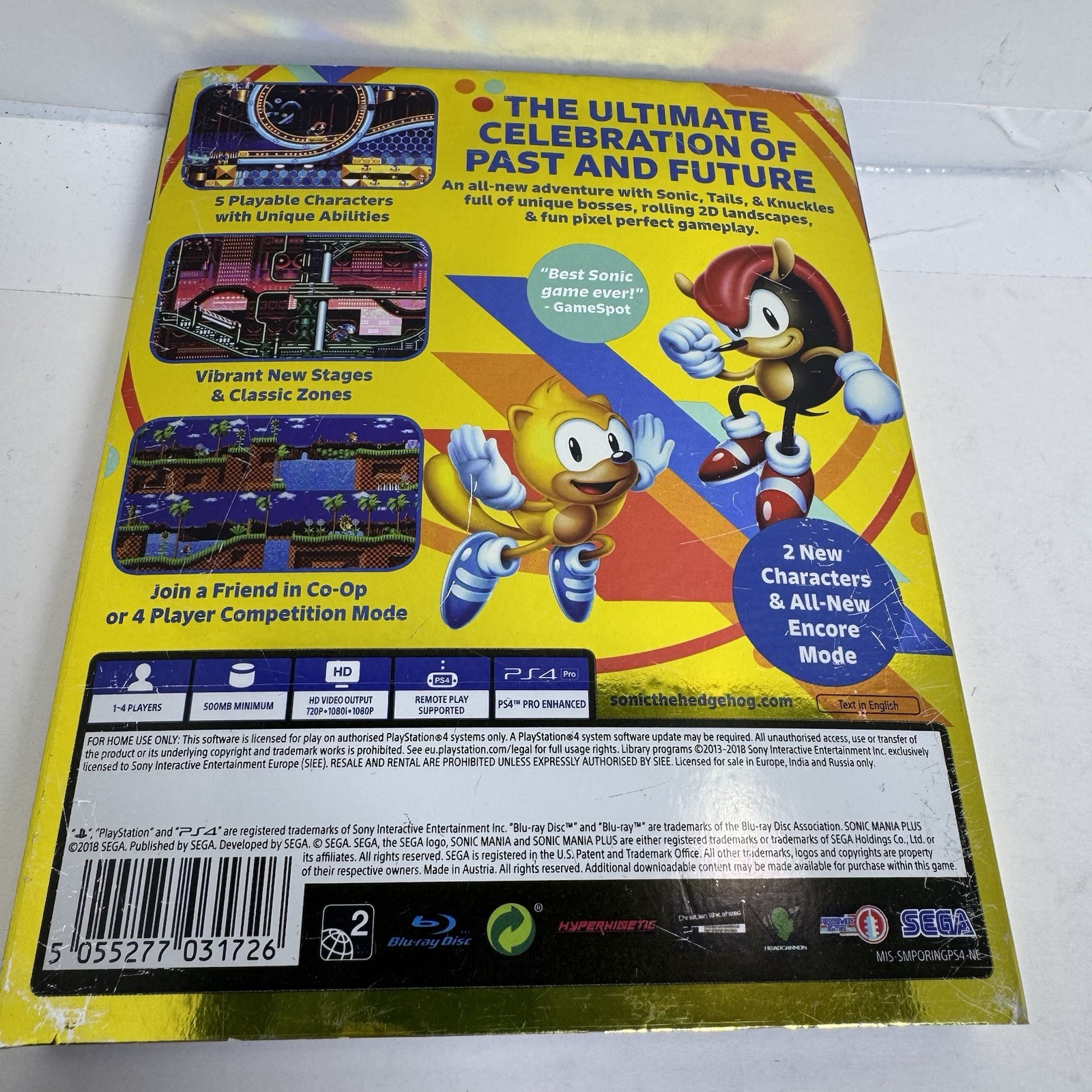 Sonic Mania Plus With Sleeve, Reversible Cover and Art Book PS4 Tested