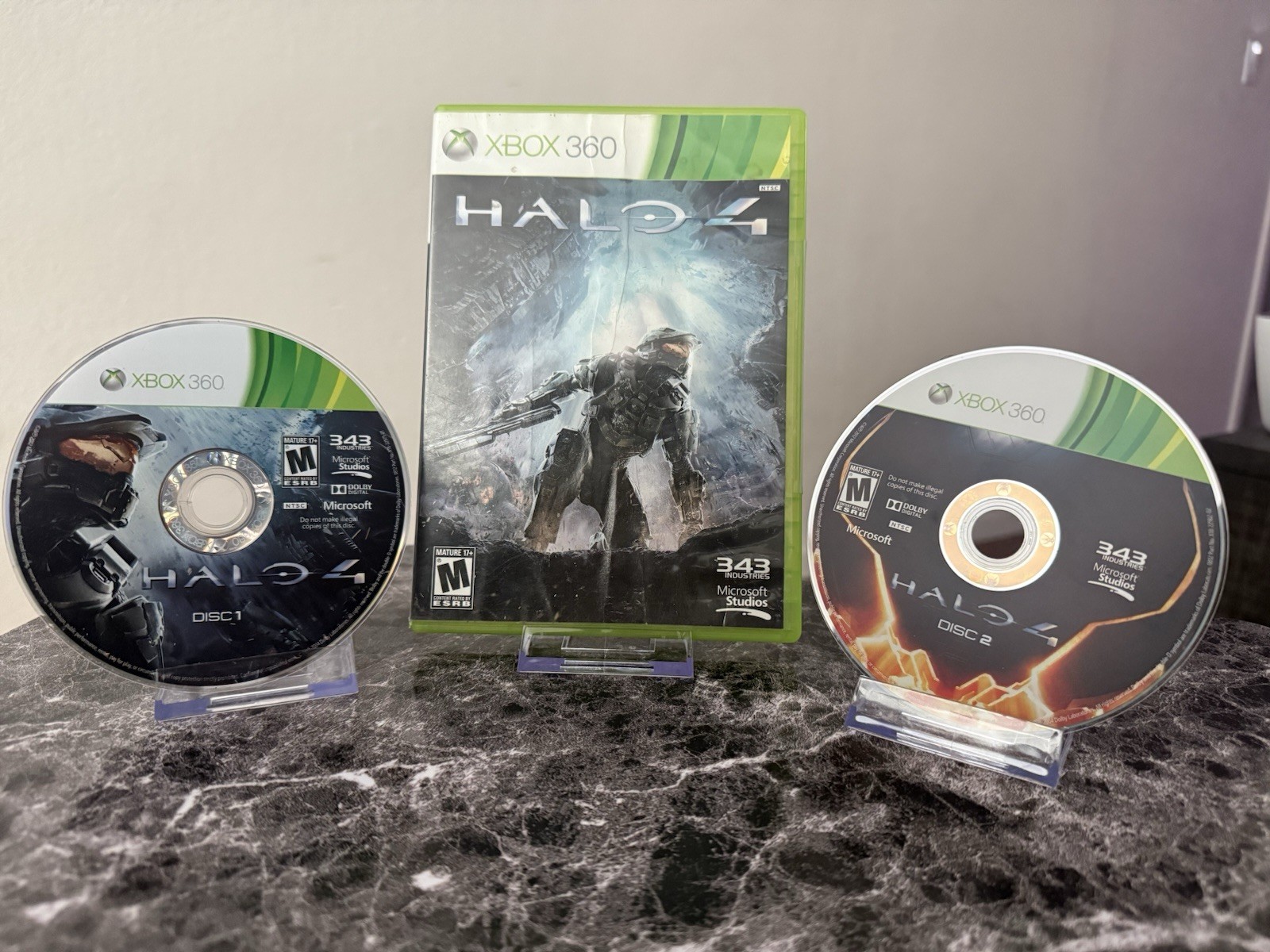 Halo 4 Xbox 360 Complete 2 Disc Set CIB Case Manual HND-00040 NTSC Microsoft 343