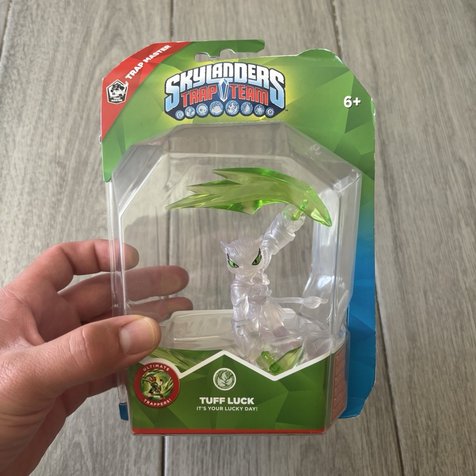 Skylanders Trap Team-Trap Master Tuff Luck Crystal Clear Ovp Karte und Aufkleber