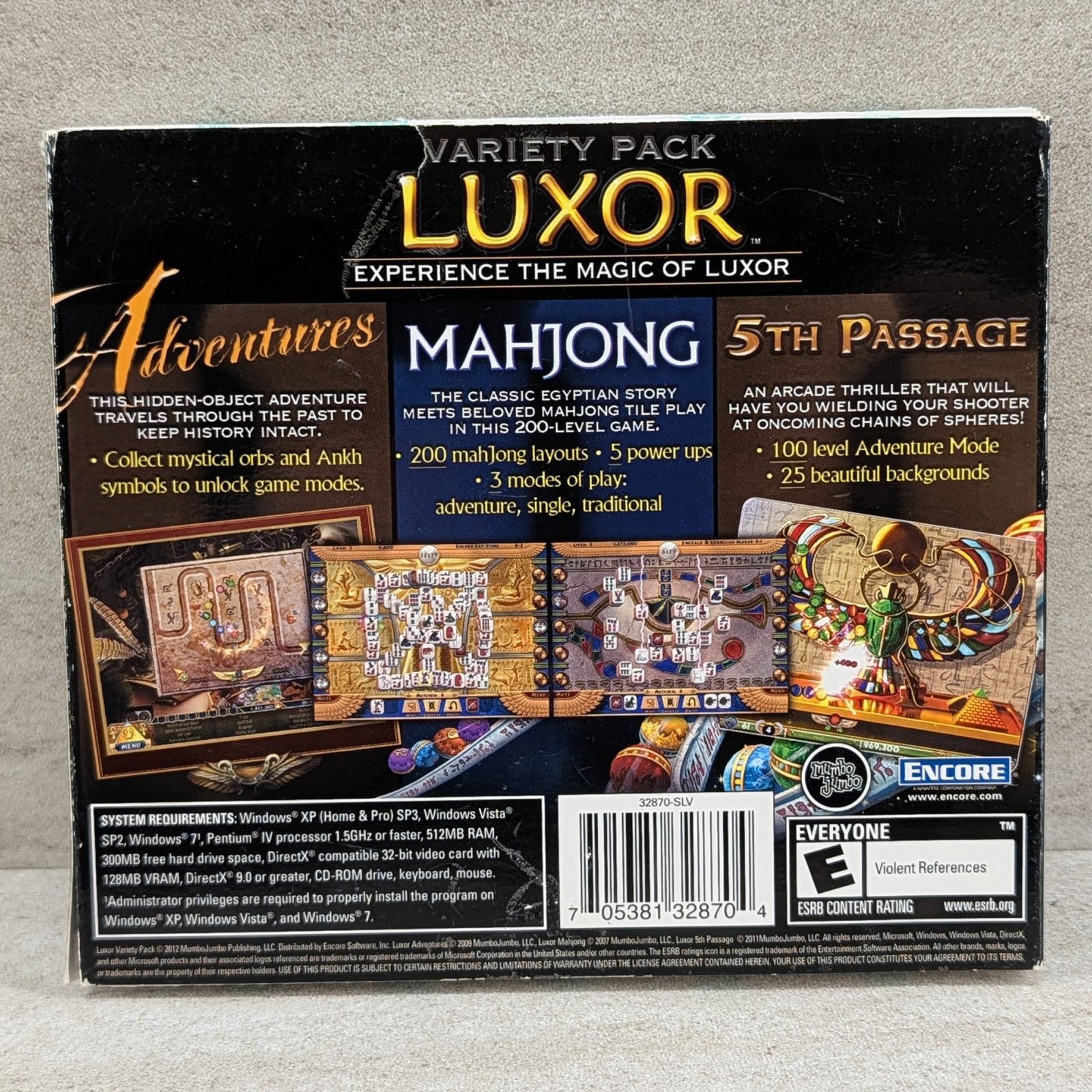 6 x PC Puzzle Games Bejeweled 2 Luxor 5th Passage Cubis 2 Match 3 Adventure Bund