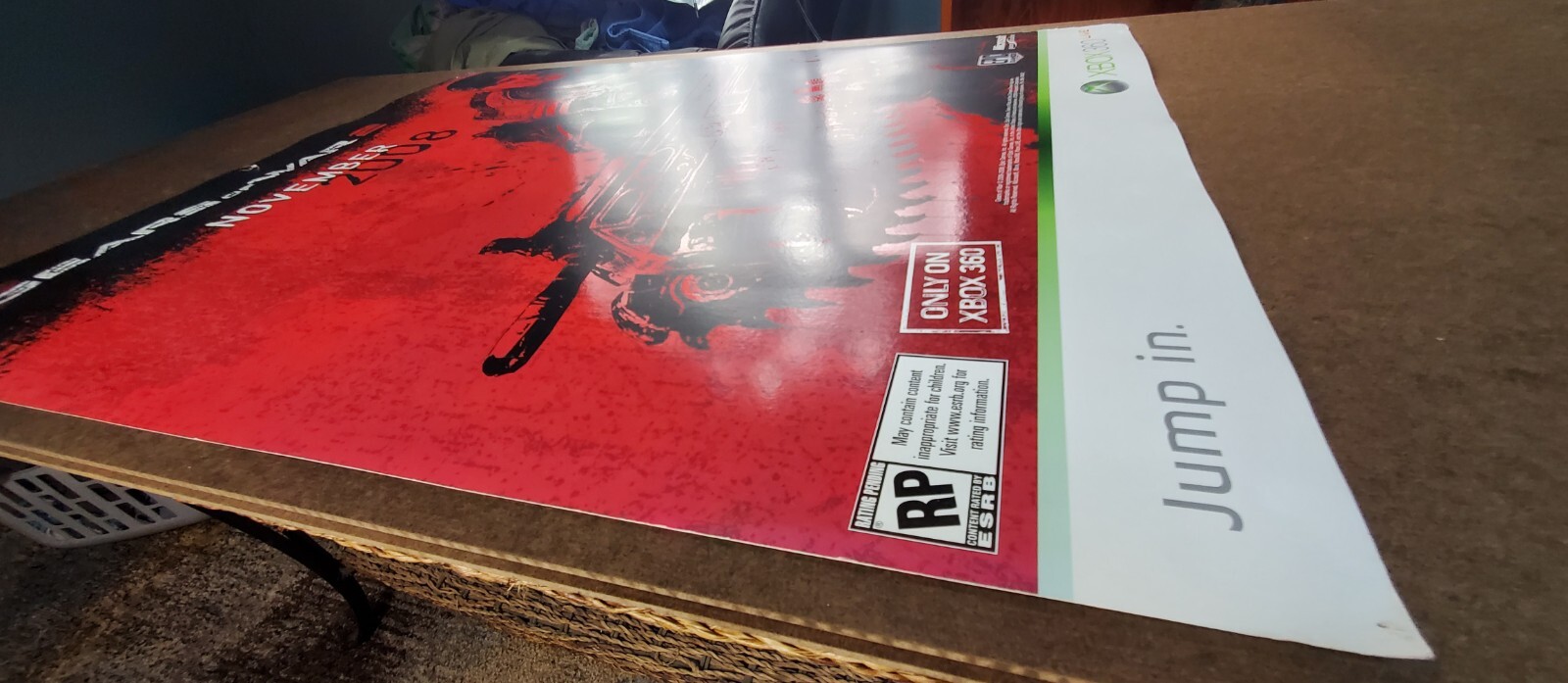 Gears of War 2 Xbox 360 Promo Launch Poster 22″x28″ 2008 Microsoft Rare XB360