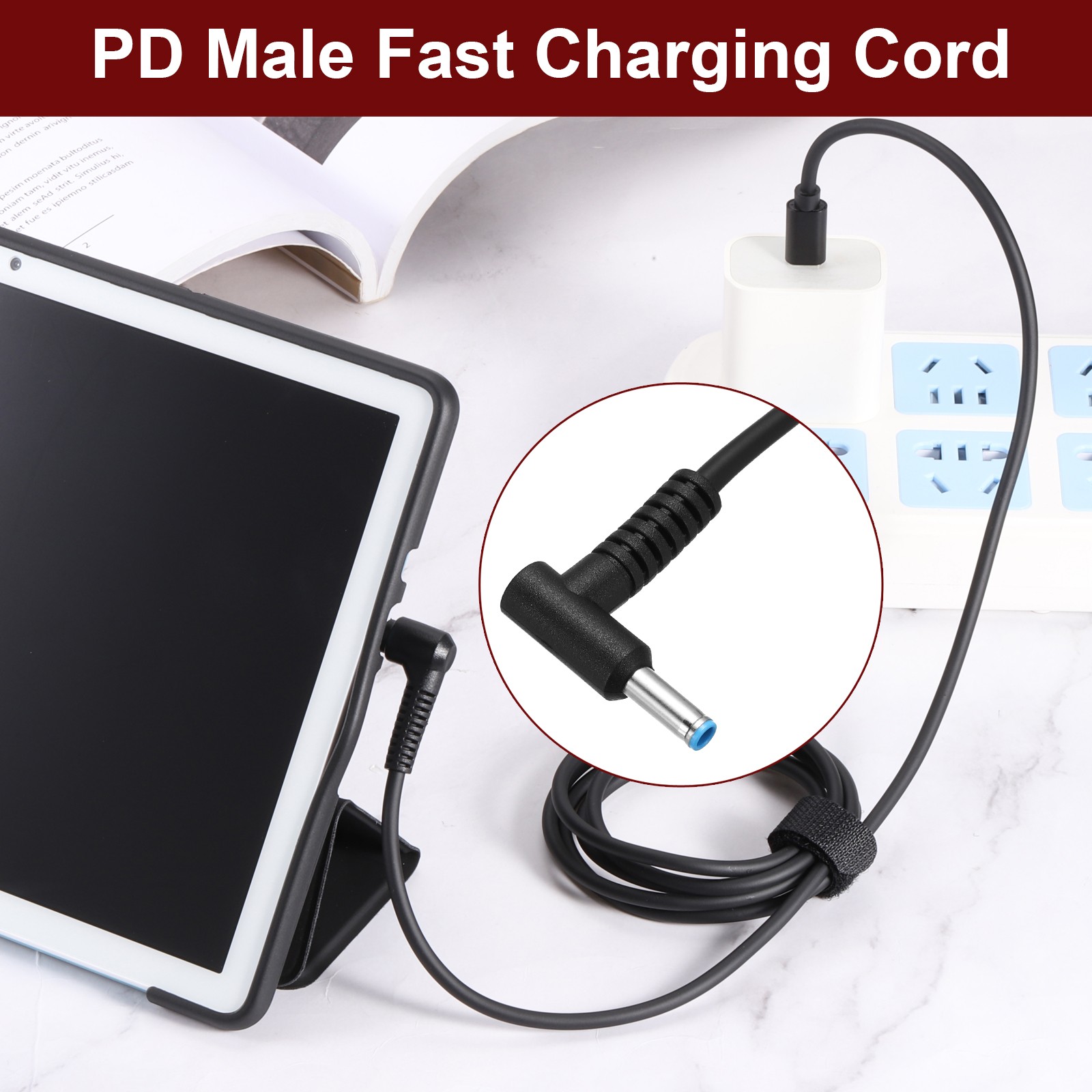 0.5FT USB C to DC PD Power Fast Charging Cable, 4.5mmx3mm 65W/18V-20V(Black)