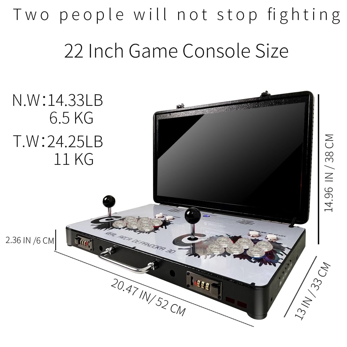 Portable 20000 in 1 Metal Box 3D Arcade Game Console 22 inch Screen Retro