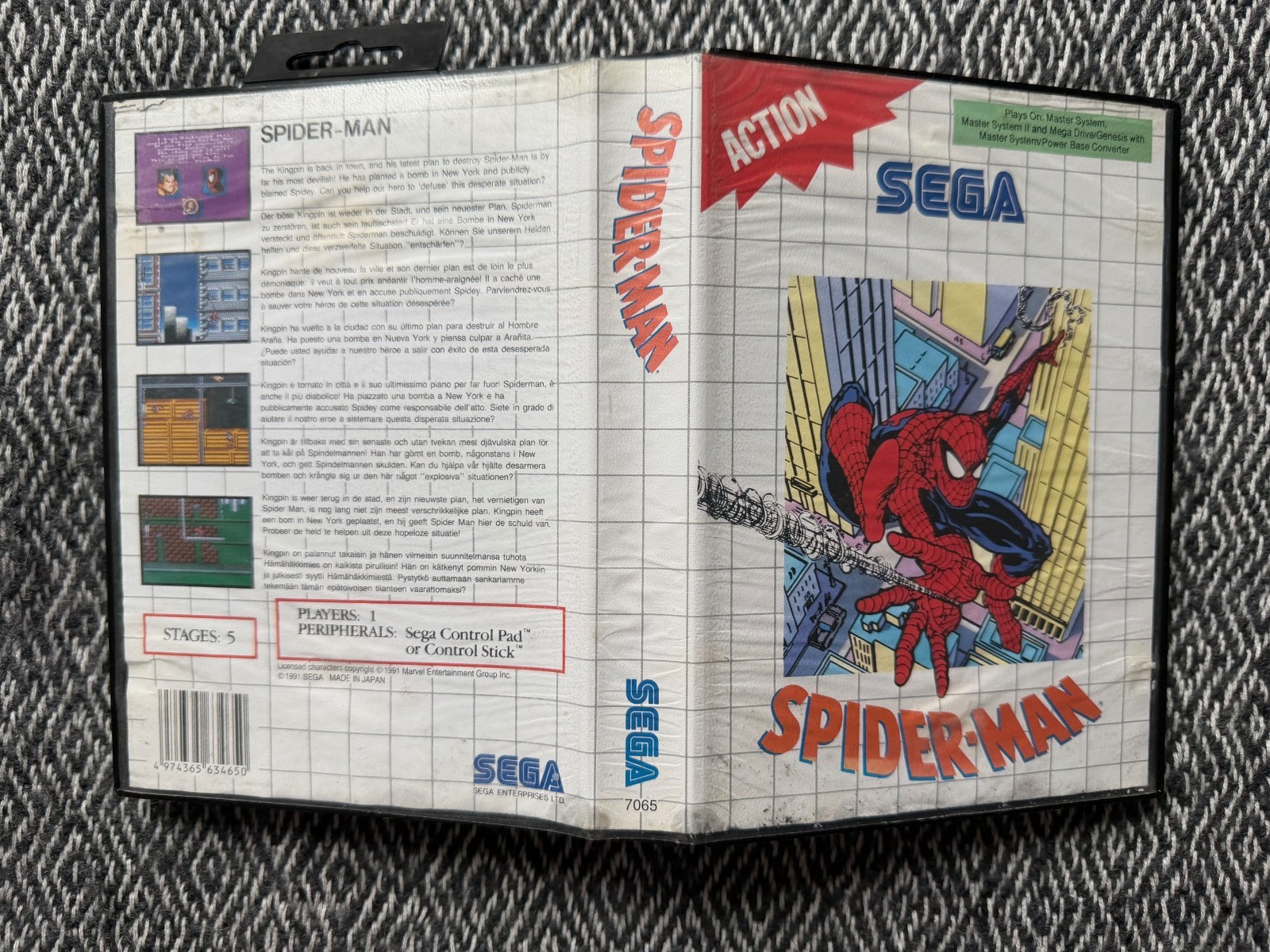 Master System SPIDER-MAN Boxed With Manual (Works in US) PAL REGION FREE