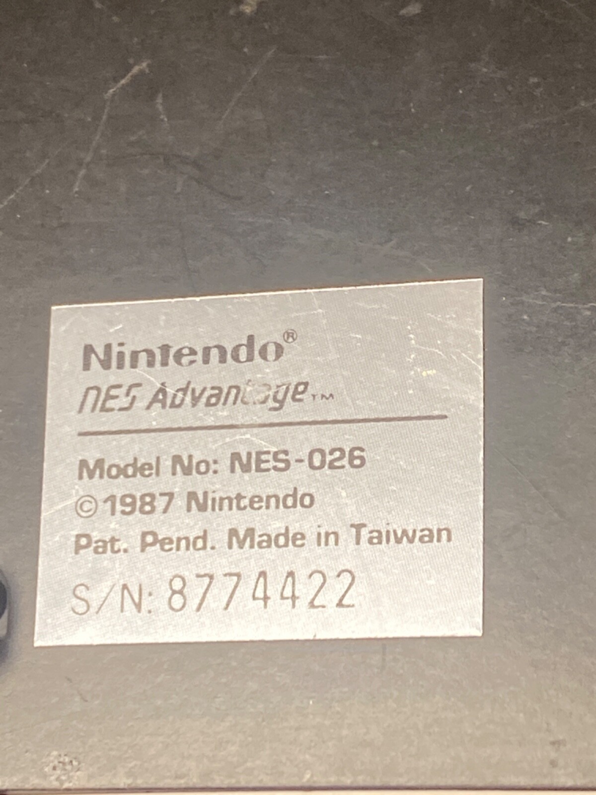 Nintendo NES Advantage Controller Model No. NES -026 1987 Nintendo Pat. Pending