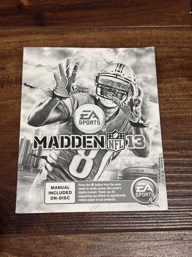 Madden 13 NFL Football 2013 Playstation 3 PS3 Instruction Manual Only