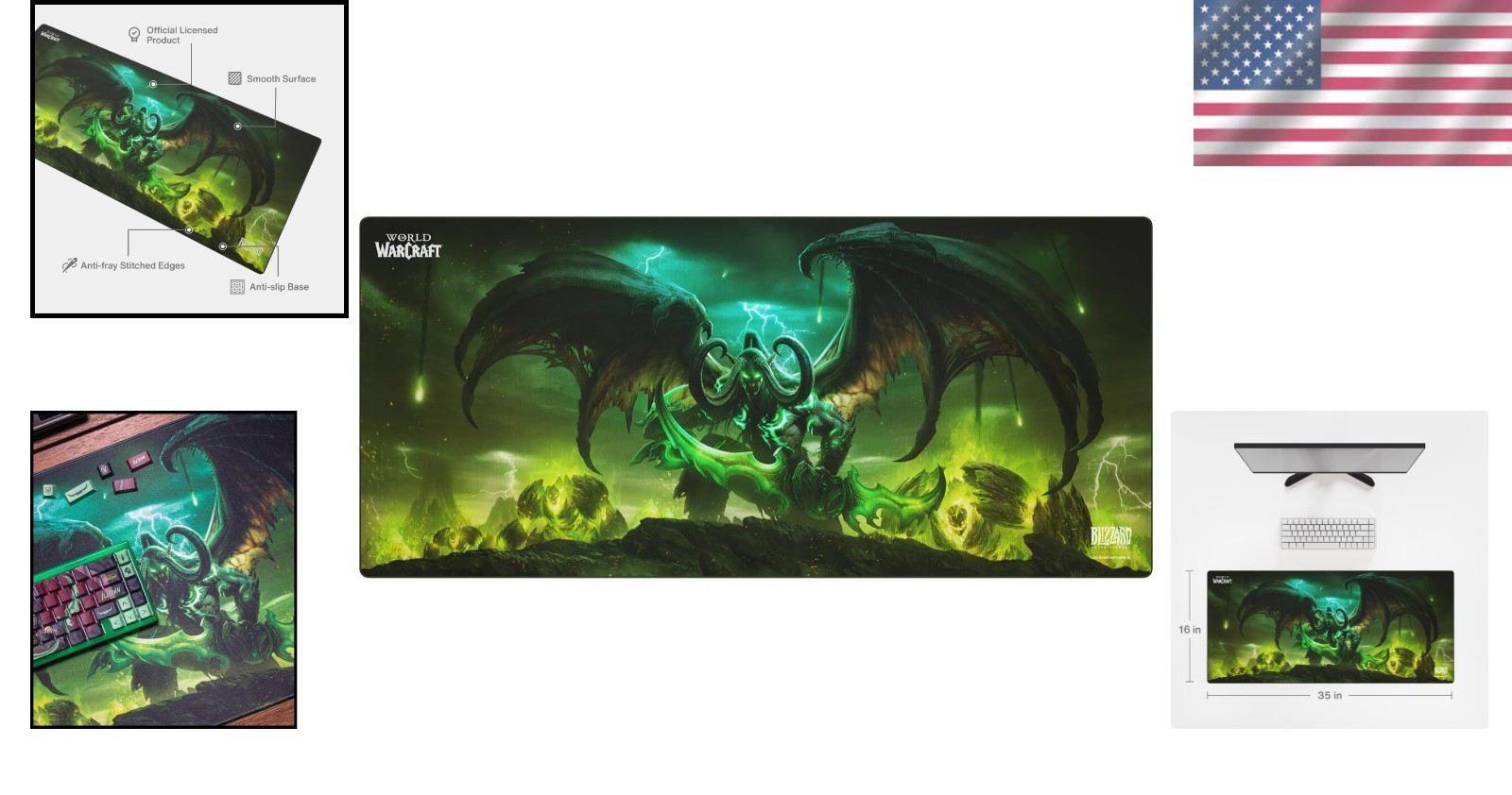 WoW Illidan Gaming Mousepad 35×16 – Durable & Washable