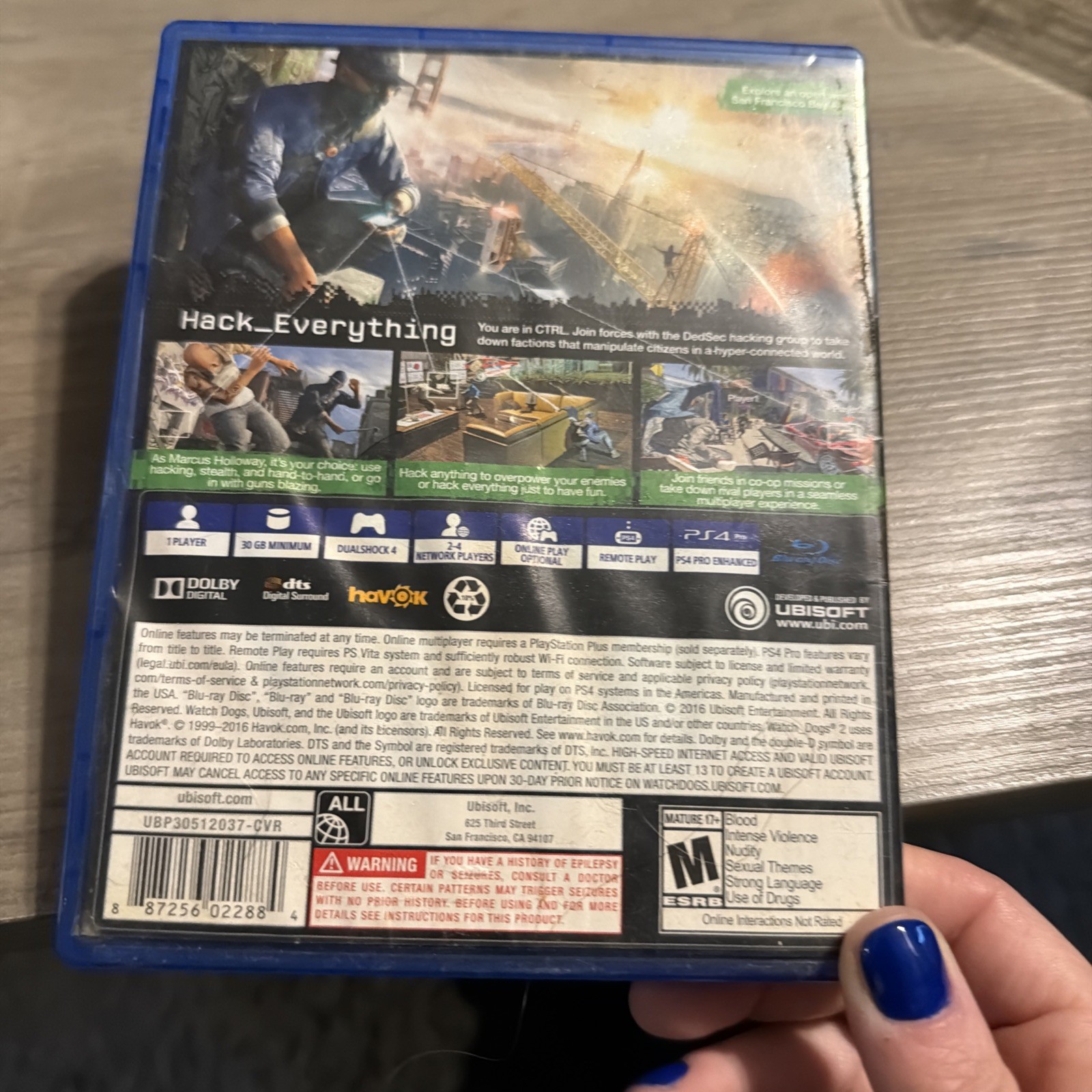 Watch Dogs 2 (Sony PlayStation 4, 2016) PS4 Video Game Pre-Loved