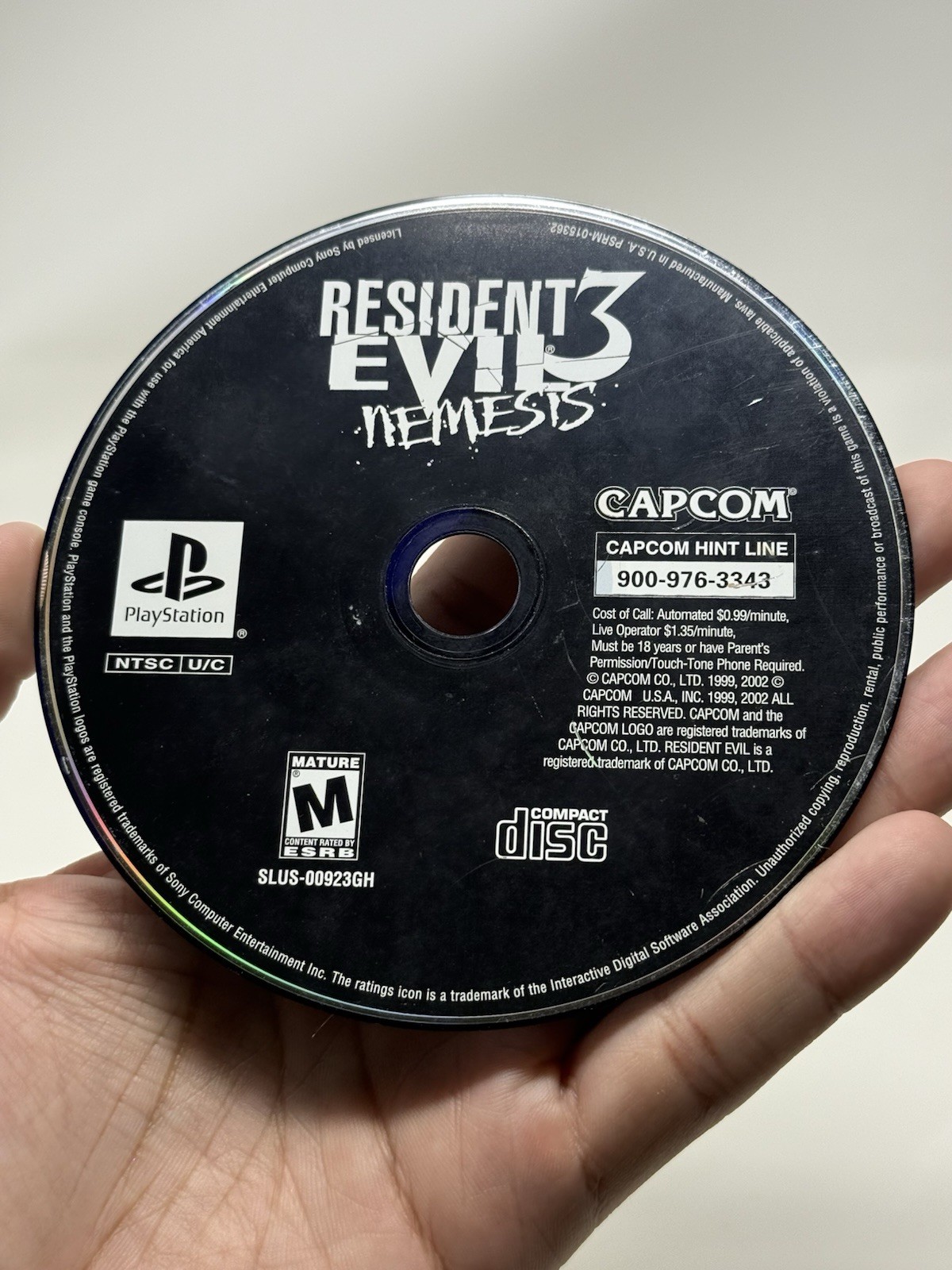 Resident Evil 3 Nemesis PS1 PlayStation 1 Mint Disc Only Authentic Tested Works