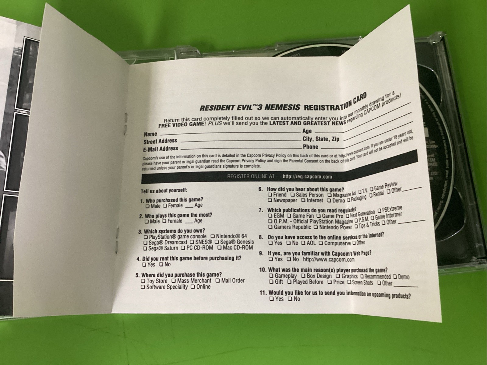 Resident Evil 3: Nemesis (PlayStation 1, 1999) CIB Manual Reg card Tested A