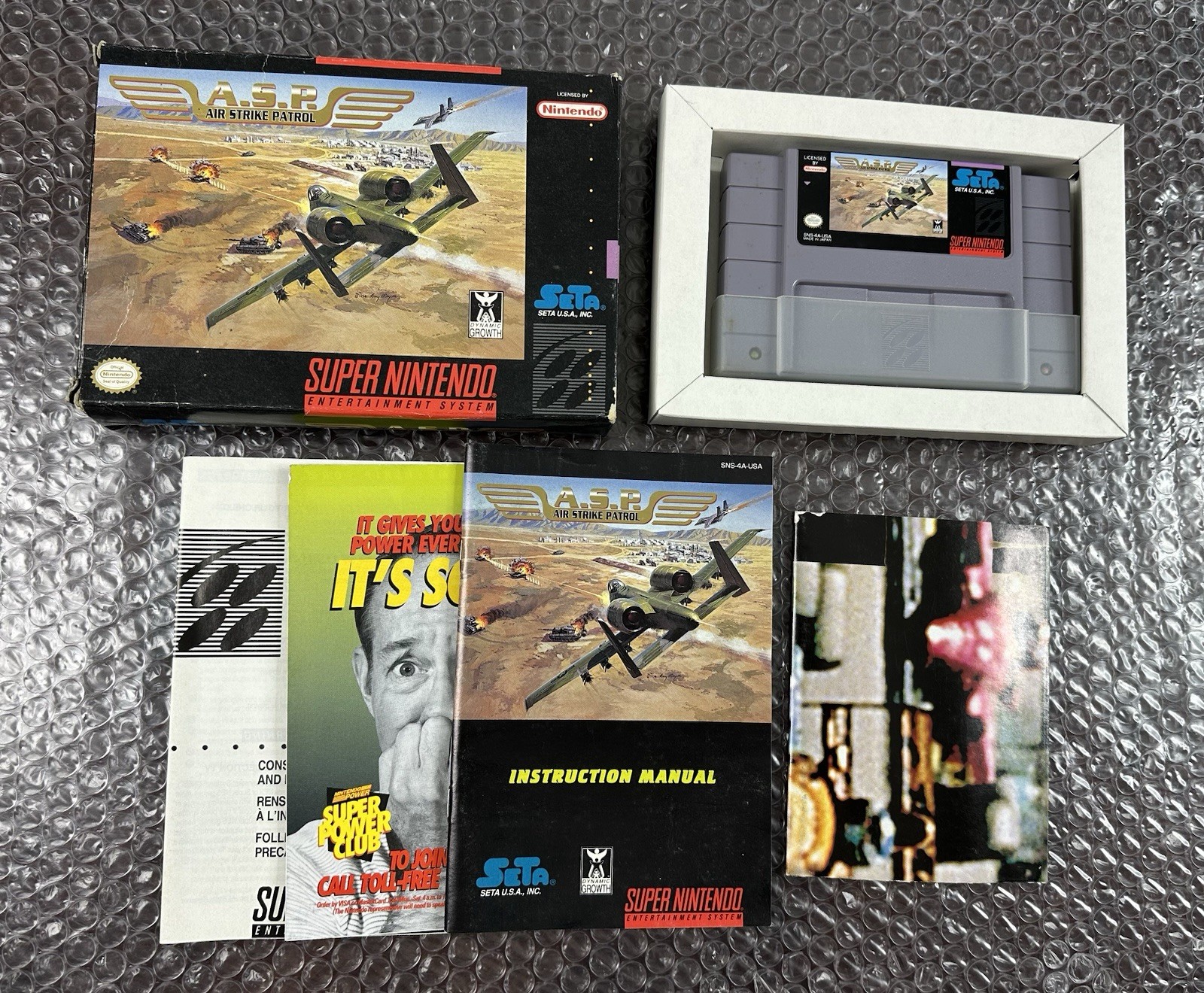 A.S.P. Air Strike Patrol (SNES) Super Nintendo CIB Complete + Poster Tested SETA