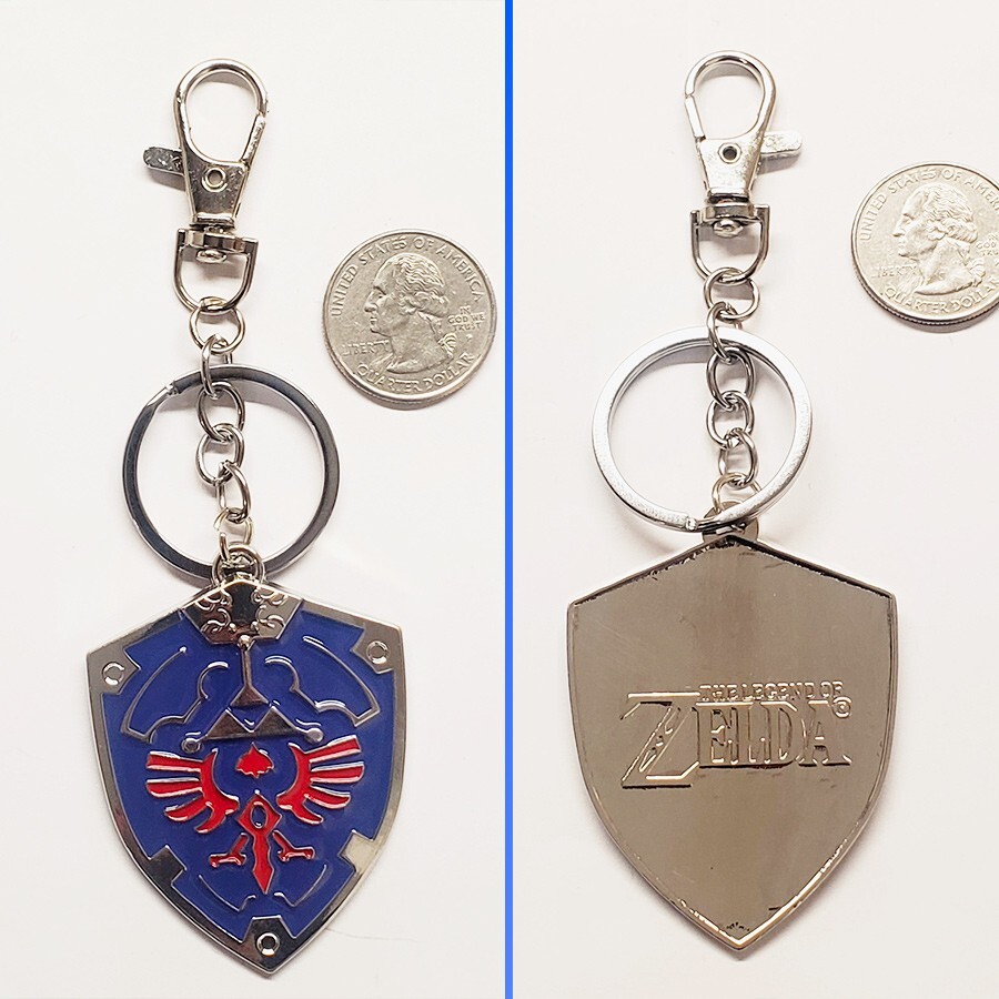 Zelda keychain metal blue Hyrule shield backpack hanger clip accessory gift ▲▲▲