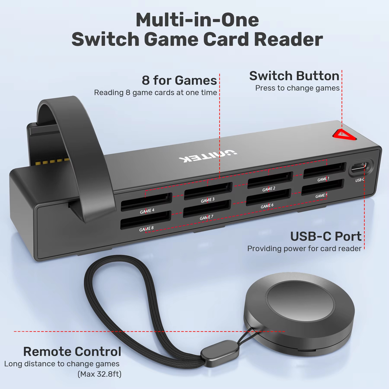 Portable Game Card Reader for Nintendo Switch OLED with Wireless Remote Control